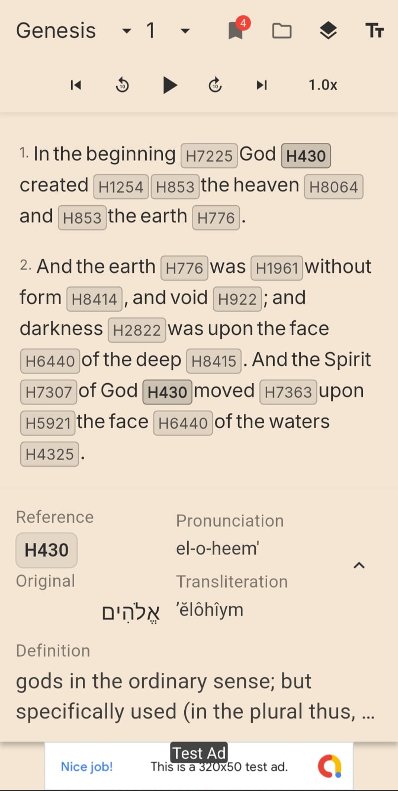 Bible Reader Interface